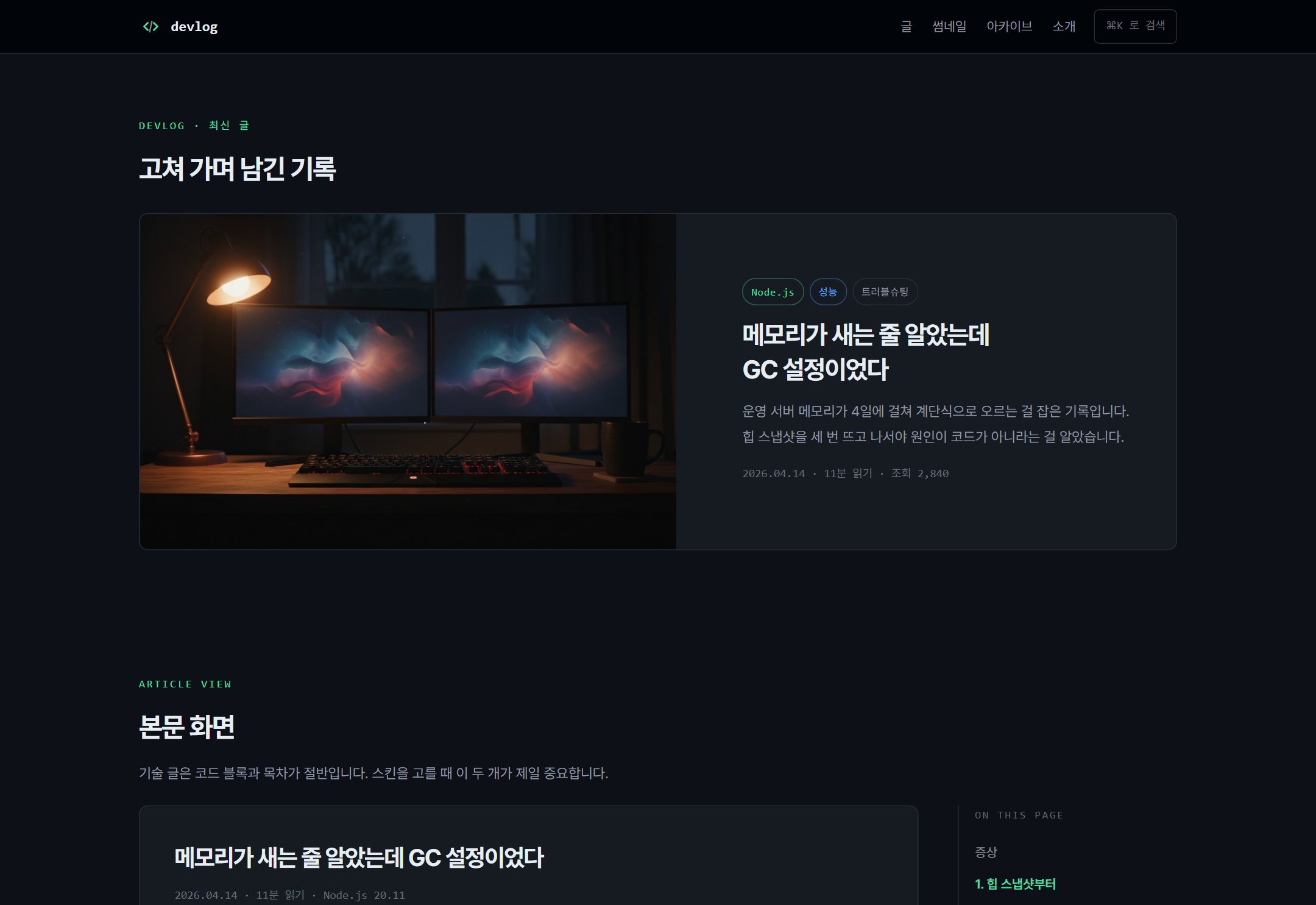 개발자 기술블로그 스킨